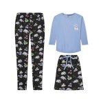 bpc blue shirt with navy blue printed pyjama with gift bag