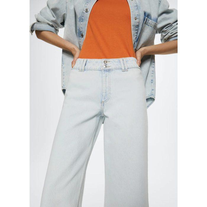 Mango light wash mid waist culotte jeans