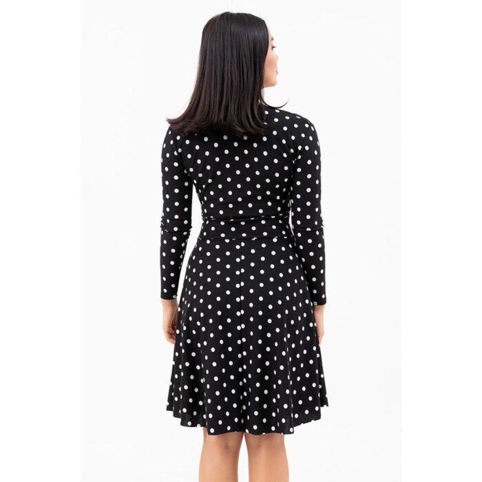 Polka Dotted Double Breasted Patterned Dress