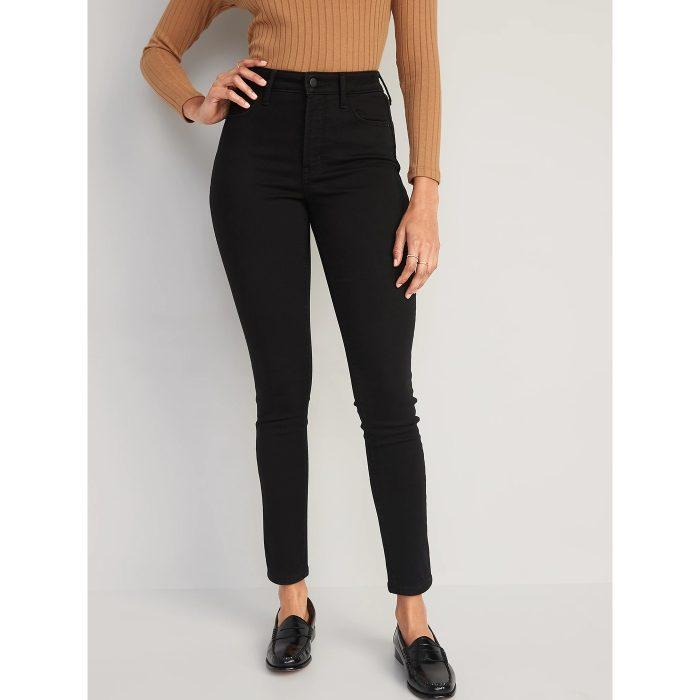 black high rise skinny jeans