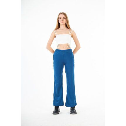 Teal Blue Wide Leg High Trousers