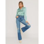 Guess 80's Straight High Rise Crop Ripped Jeans