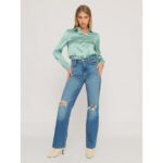 Guess 80's Straight High Rise Crop Ripped Jeans