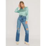 Guess 80's Straight High Rise Crop Ripped Jeans