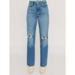 Guess 80's Straight High Rise Crop Ripped Jeans