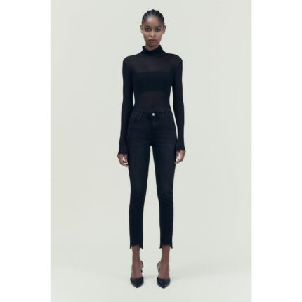 ZARA Black Mid Rise Crop Skinny Jeans