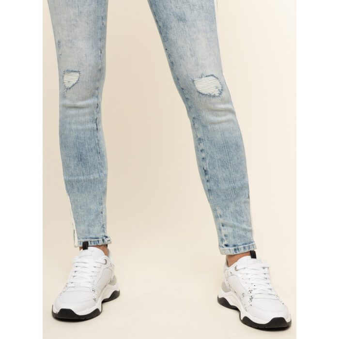 Guess Light Wash Side Stripe Low Skinny Ripped Jeans