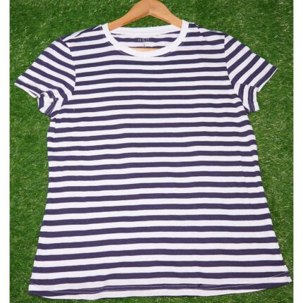 H&H Blue White Lining T Shirt