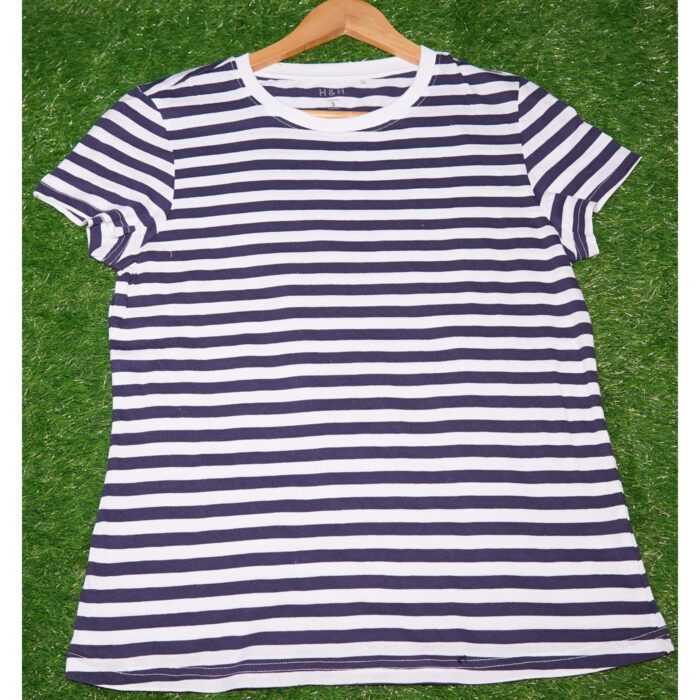 H&H Blue White Lining T Shirt