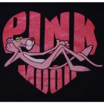 Pink Panther Shimer Logo Black T Shirt