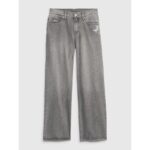 Gap Light Grey Wide Leg Straight Ripped Jeans