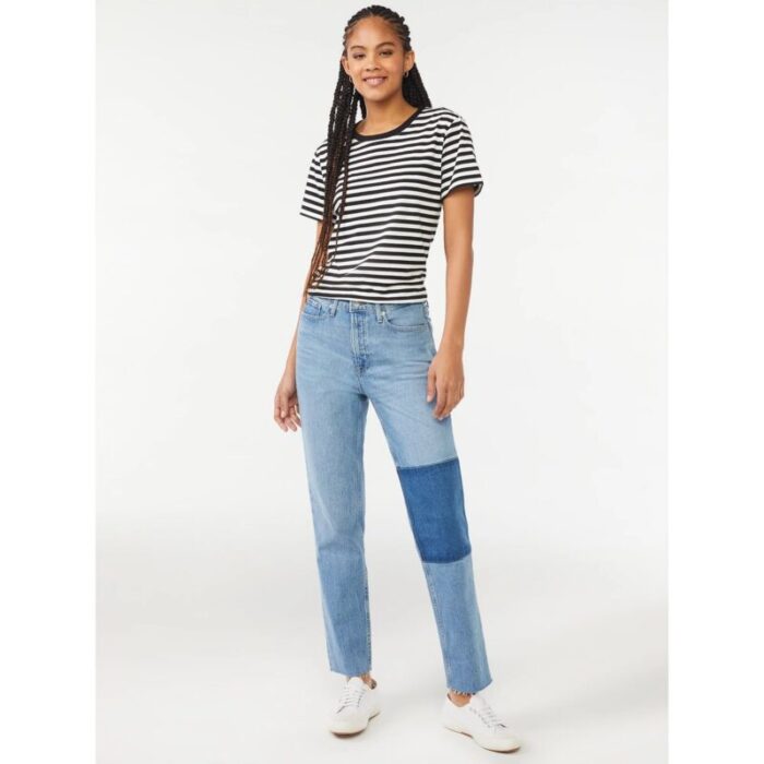 F.A Light Wash Super High Rise Crop Straight Jeans