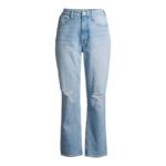 F.A Light Wash High Rise 90's Straight Ripped Jeans