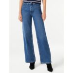 F.A Indigo Full High Rise Wide Leg Straight Jeans