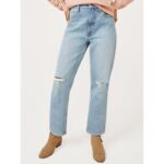 F.A Light Wash High Rise 90's Straight Ripped Jeans