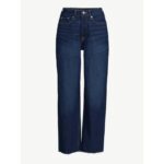 F.A Dark Wash Super High Rise Crop Wide Straight Jeans