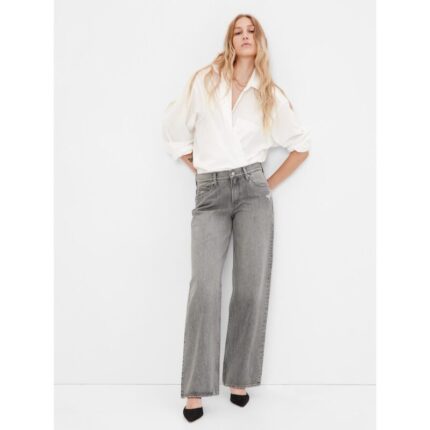 Gap Light Grey Wide Leg Straight Ripped Jeans