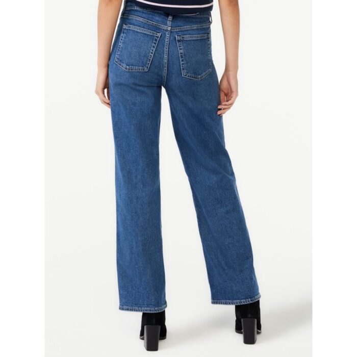 F.A Indigo Full High Rise Wide Leg Straight Jeans