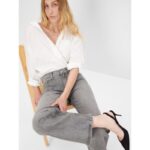 Gap Light Grey Wide Leg Straight Ripped Jeans