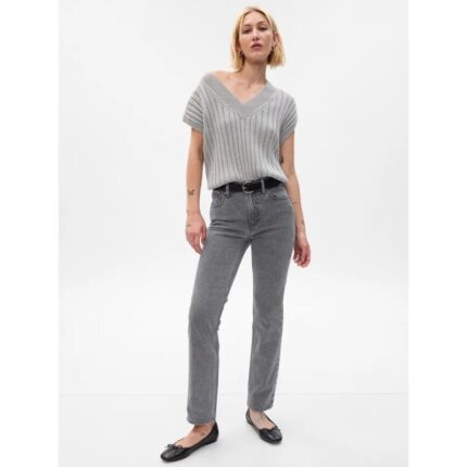 Gap Light Grey High Rise Straight Jeans