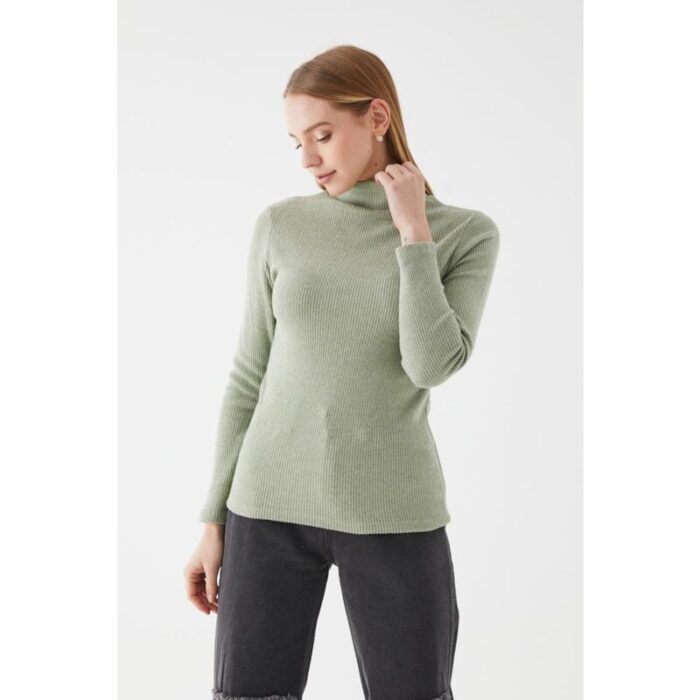 Mint Turtleneck Ribbed Sweater