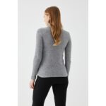 Heather Grey Turtleneck Ribbed Sweater