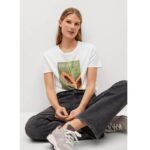 Mango Tropical White Printed T Shirt