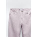 Zara Light Pink High Rise Flare Slit Hem Jeans