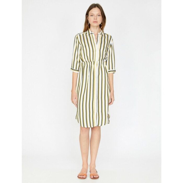 Koton Yellow White Stripe Short Dress