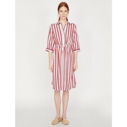 Koton Red White Stripe Short Dress