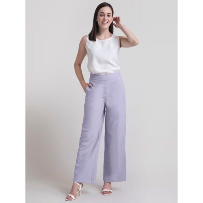 Bershka Lilac High Rise Super Wide Leg Trouser