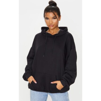 Black Basic Kangaroo pocket Hoodie