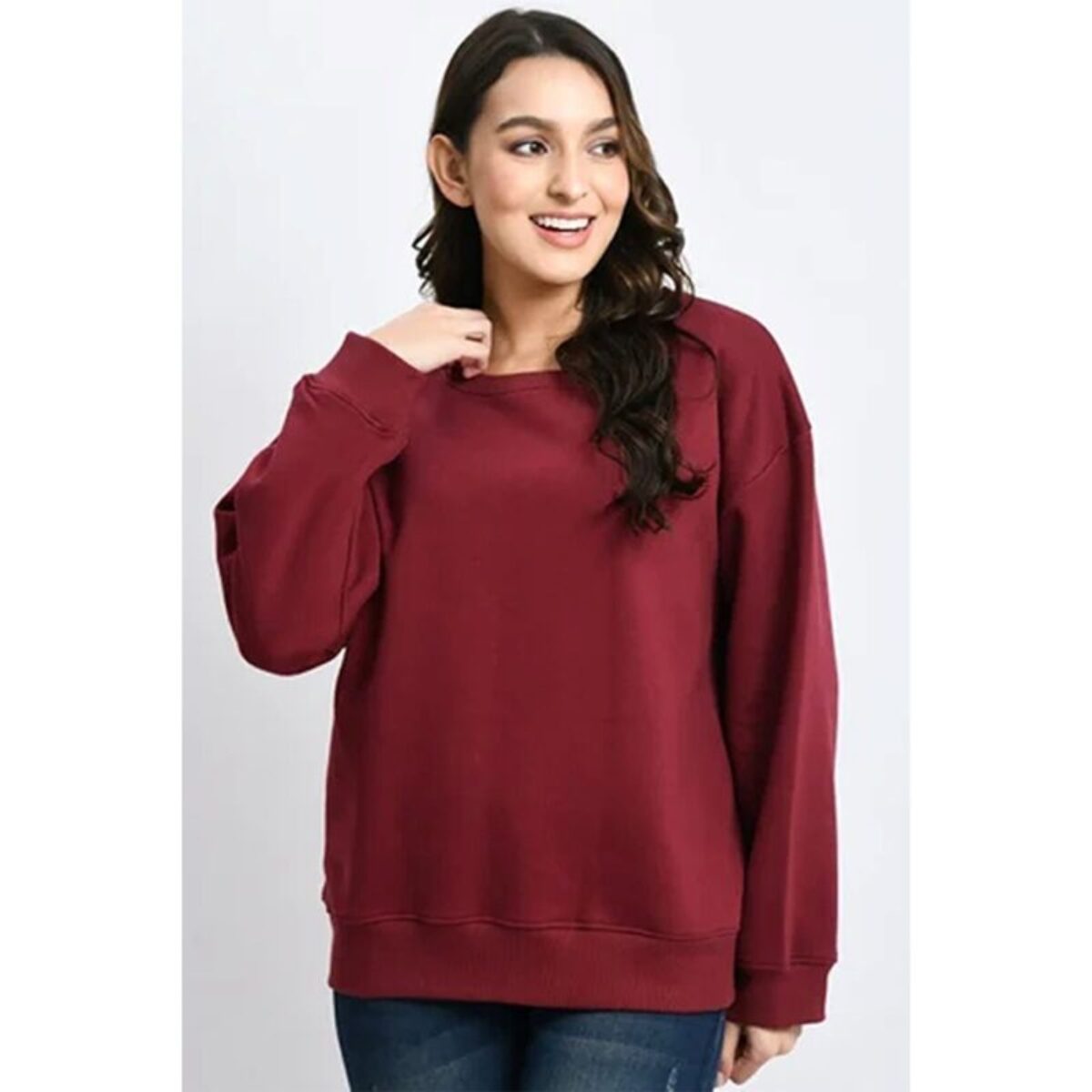 Maroon crewneck sweatshirt on sale womens