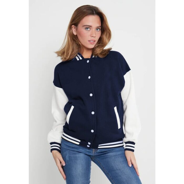 Navy and White Varsity Baseball Jacket