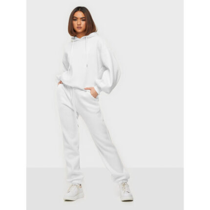 White Basic Fleece Tracksuit Hoodie Trouser