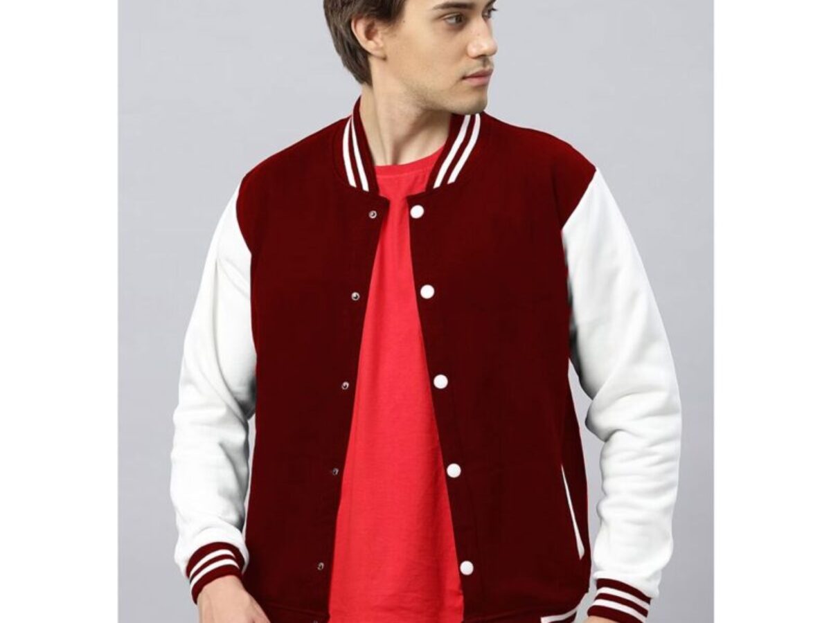 Maroon and 2025 white varsity jacket