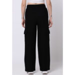 Bershka Black Cargo High Rise Wide Leg Trouser