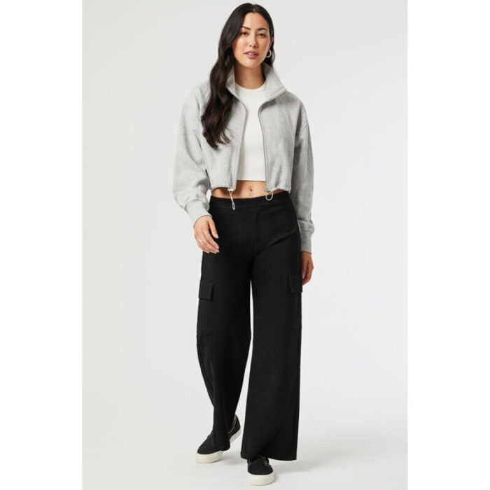 Bershka Black Cargo High Rise Wide Leg Trouser