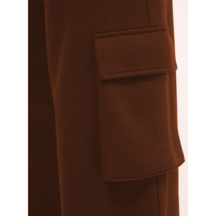 Bershka Chocolate Brown Cargo High Rise Wide Leg Trouser