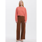 Bershka Chocolate Brown High Rise Wide Leg Trouser