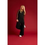 Bershka Black Cargo High Rise Wide Leg Trouser