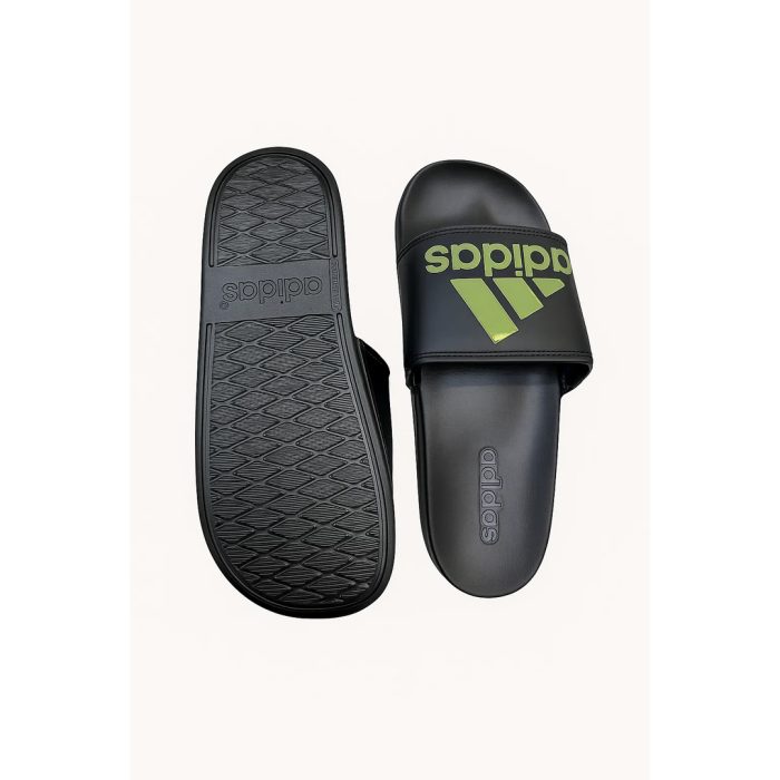 ADIDAS BLACK GREEN PRINTED LOGO SLIDE - Image 2