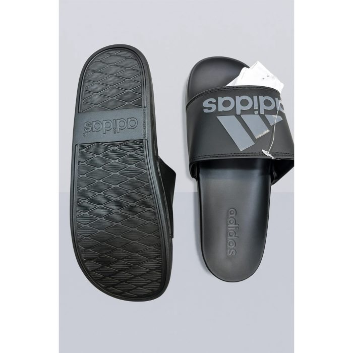 ADIDAS BLACK GREY PRINTED LOGO SLIDE - Image 2