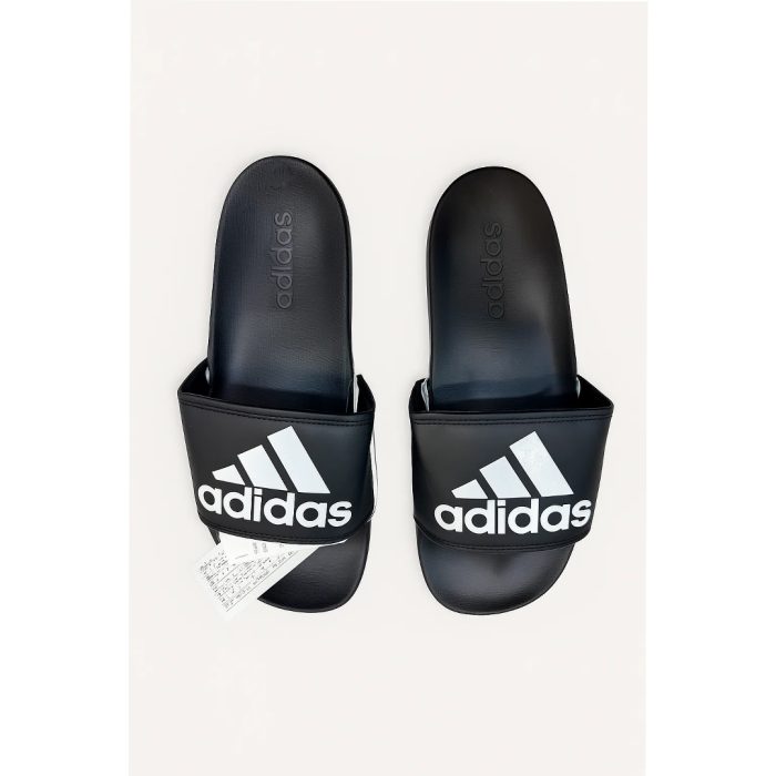 ADIDAS BLACK WHITE PRINTED LOGO SLIDE - Image 1