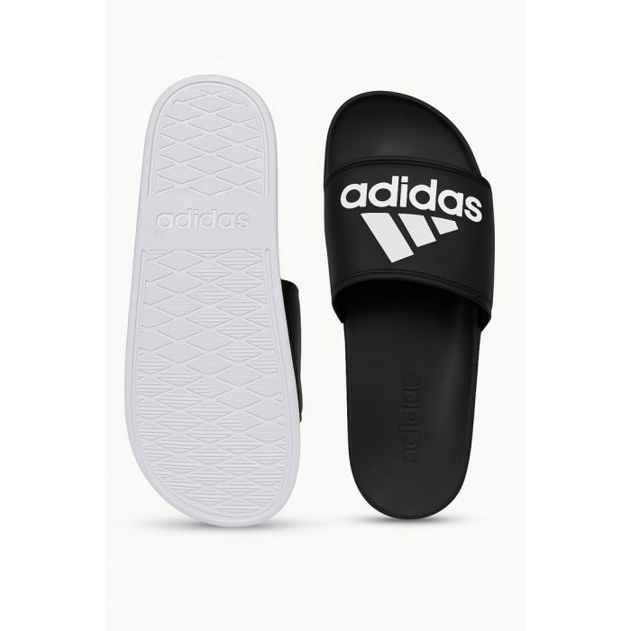 ADIDAS BLACK WHITE PRINTED LOGO SLIDE - Image 2