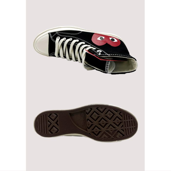 CONVERSE CHUCK ALL STAR HIGH COMME DES GARCONS PLAY HALF HEART BLACK-WHITE