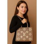 LV ONTHEGO MM TOTE BAG BEIGE CREAM MONOGRAM