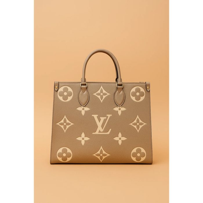 LV ONTHEGO MM TOTE BAG BEIGE CREAM MONOGRAM