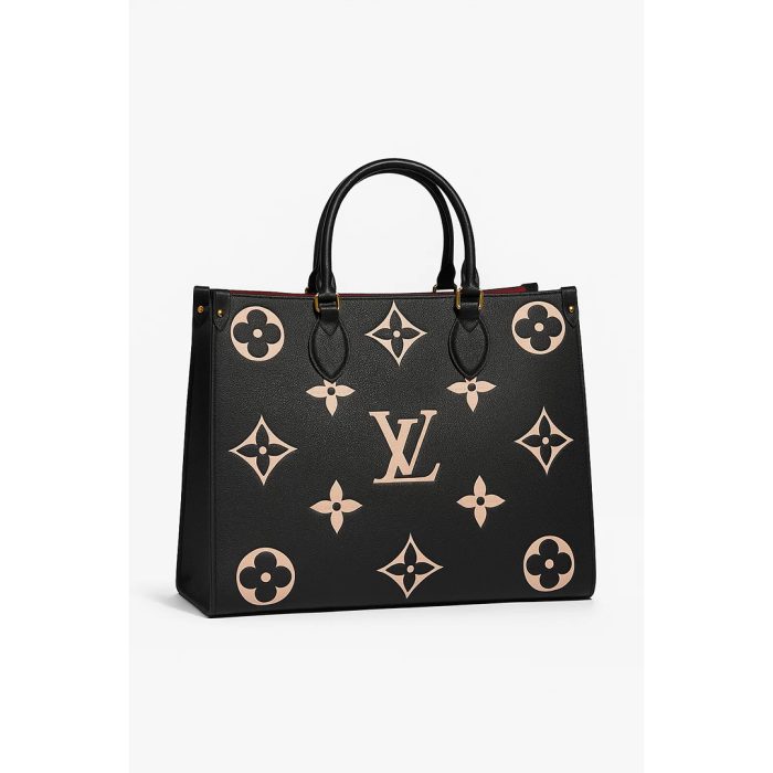 LV ONTHEGO MM TOTE BAG BLACK & BEIGE