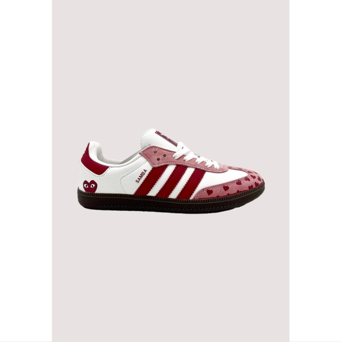 ADIDAS SAMBA X CDG WHITE PINK-RED HEART WOMENS